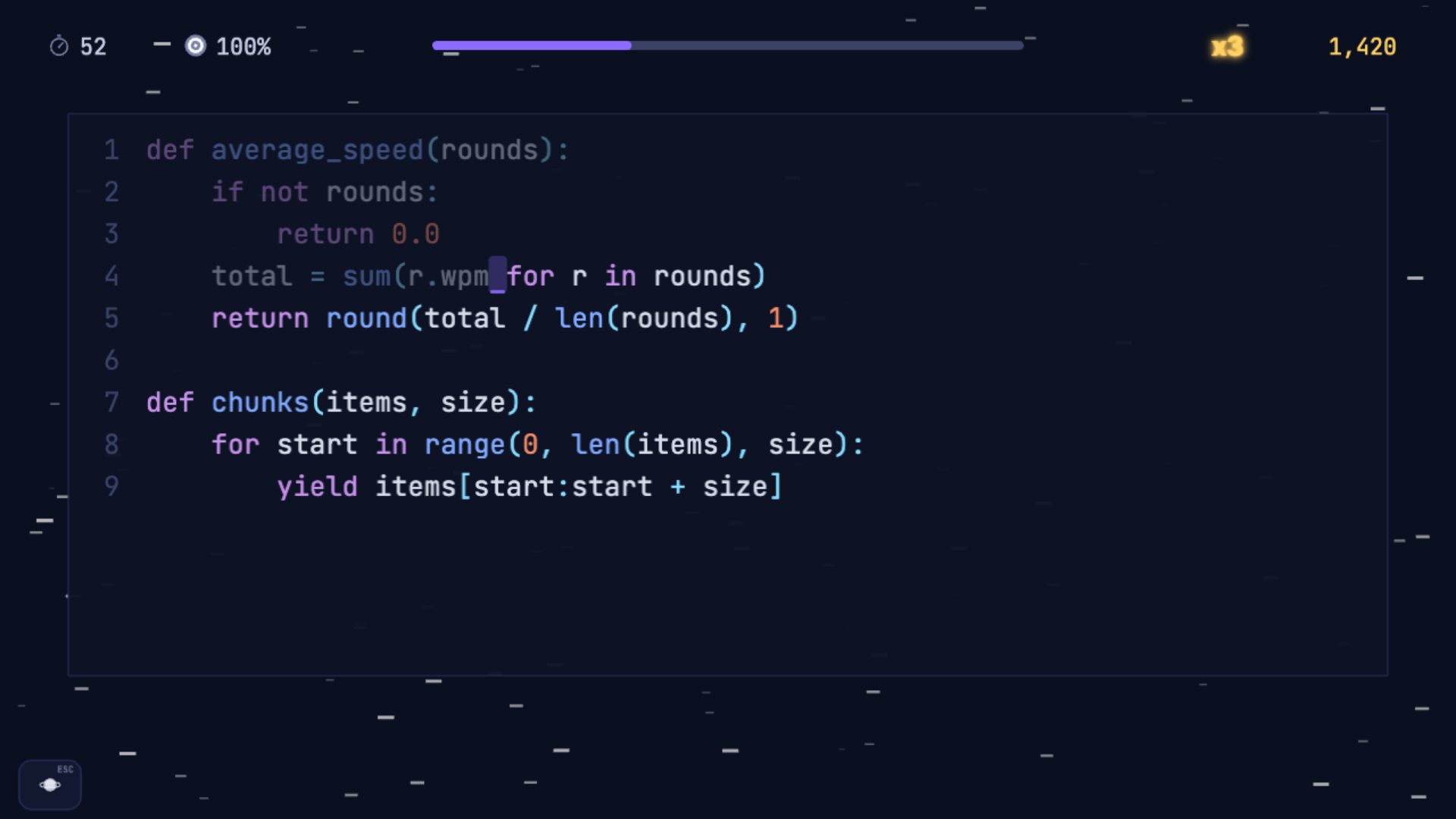 Typing Python code in the editor view, line by line