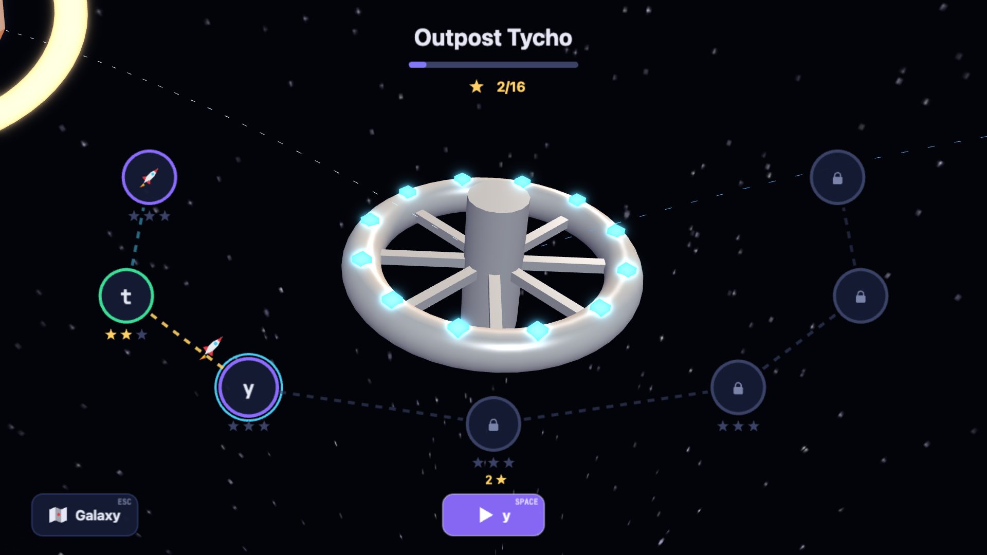 A planet up close with places to visit, rated with stars